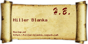 Hiller Blanka névjegykártya